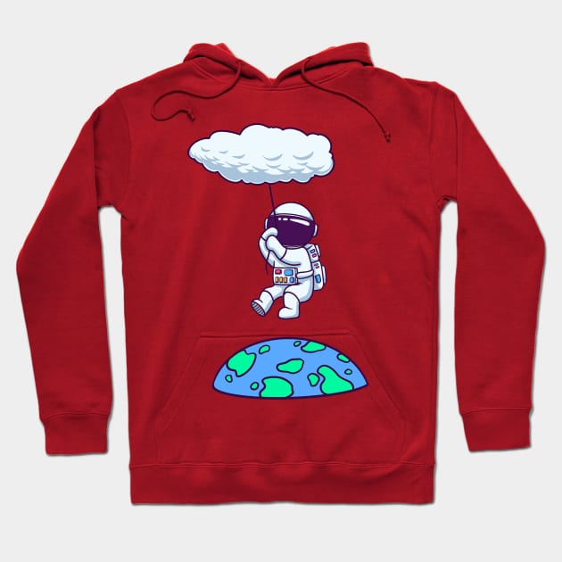 Astronaut Floating With Cloud Balloon Hoodie by dailydadacomic